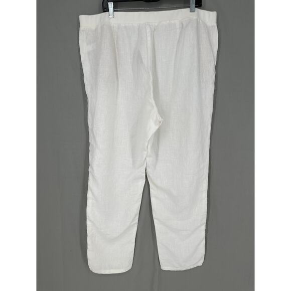 J Jill Pants Womens XL White Linen Ankle Pull On Pockets Beach Lagenlook Coastal - Picture 4 of 12
